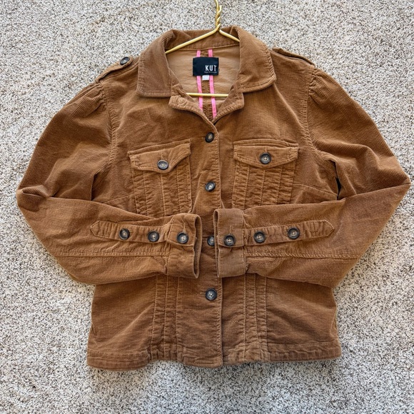 KUT From The Kloth Brown Corduroy Jacket Size Large | Button Front Fall Jacket - Picture 3 of 9
